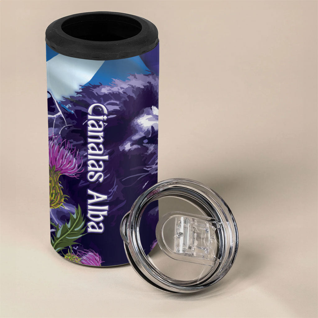Cianalas Alba Scotland 4 in 1 Can Cooler Tumbler Scottish Lion and Thistle Purple Version