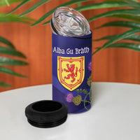 Cianalas Alba Scotland 4 in 1 Can Cooler Tumbler Scottish Lion and Thistle Purple Version