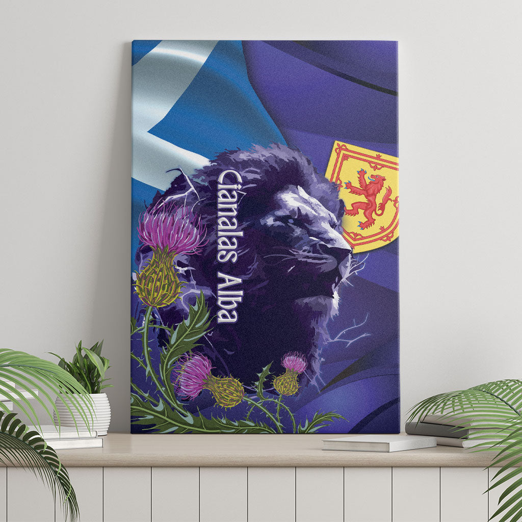 Cianalas Alba Scotland Canvas Wall Art Scottish Lion and Thistle Purple Version