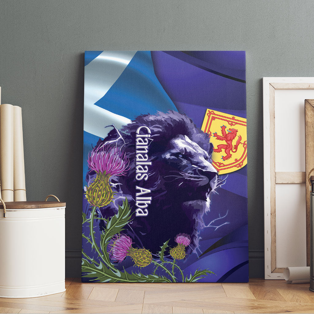 Cianalas Alba Scotland Canvas Wall Art Scottish Lion and Thistle Purple Version