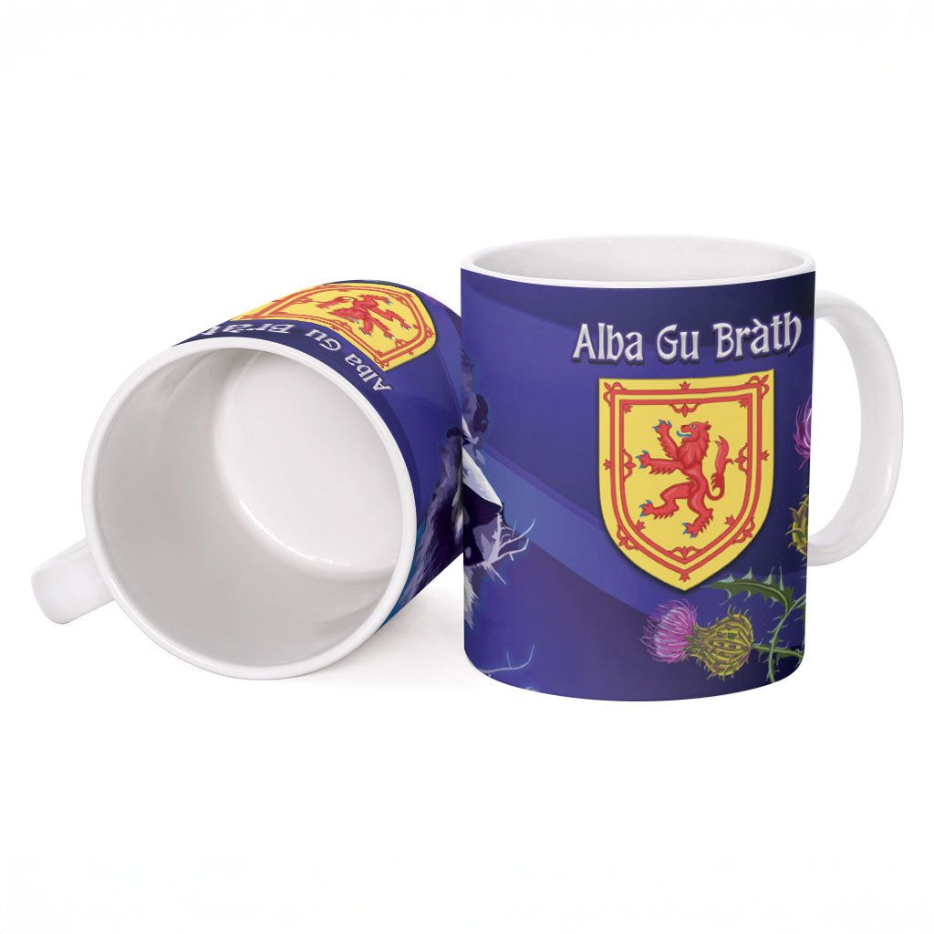 Cianalas Alba Scotland Ceramic Mug Scottish Lion and Thistle Purple Version