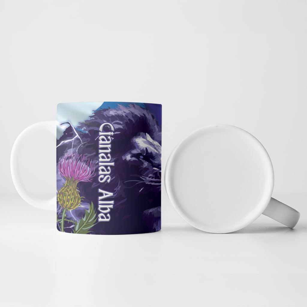 Cianalas Alba Scotland Ceramic Mug Scottish Lion and Thistle Purple Version