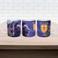 Cianalas Alba Scotland Ceramic Mug Scottish Lion and Thistle Purple Version
