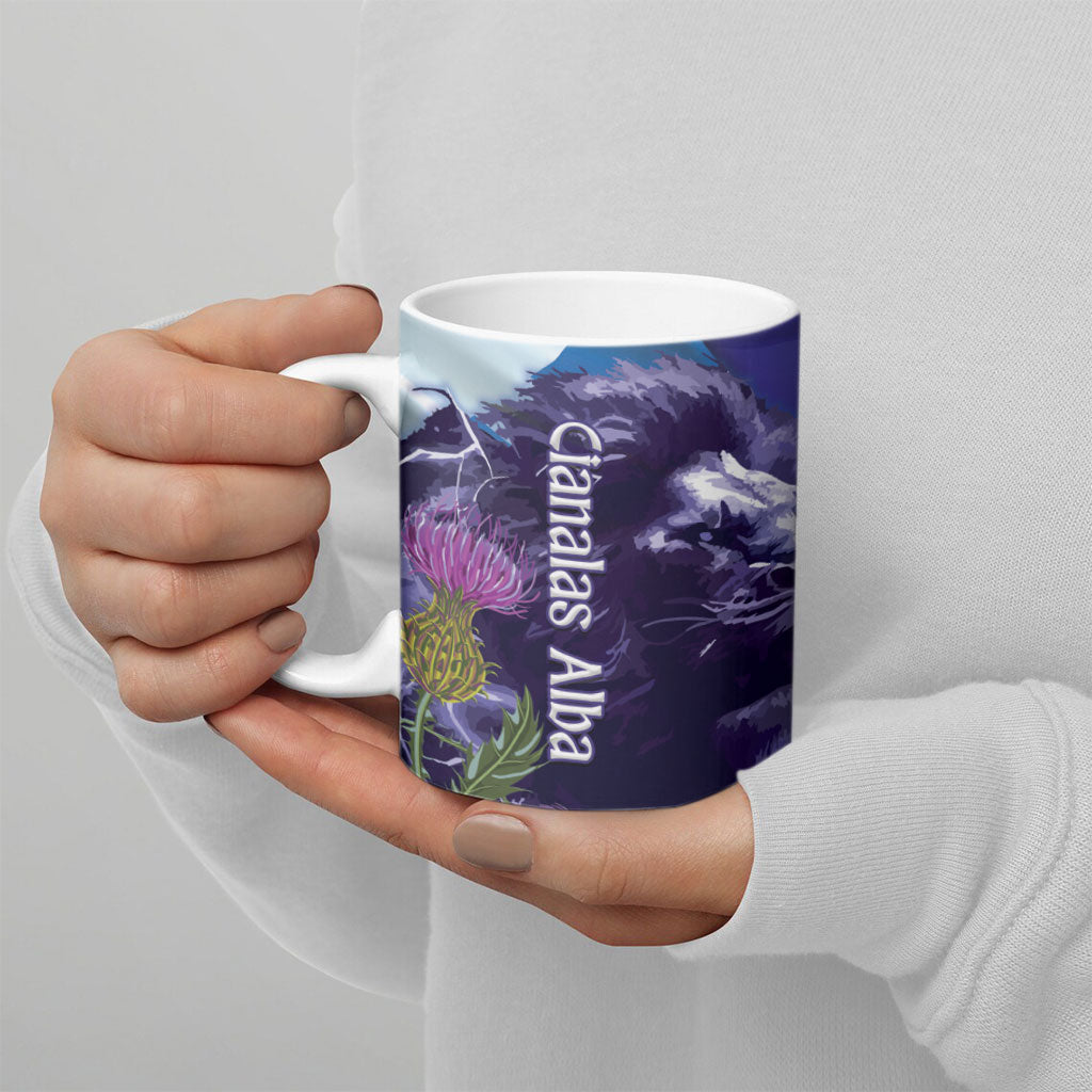 Cianalas Alba Scotland Ceramic Mug Scottish Lion and Thistle Purple Version
