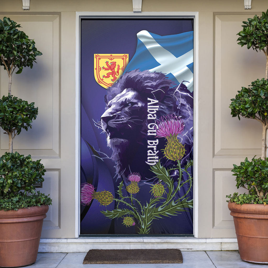 Cianalas Alba Scotland Door Cover Scottish Lion and Thistle Purple Version