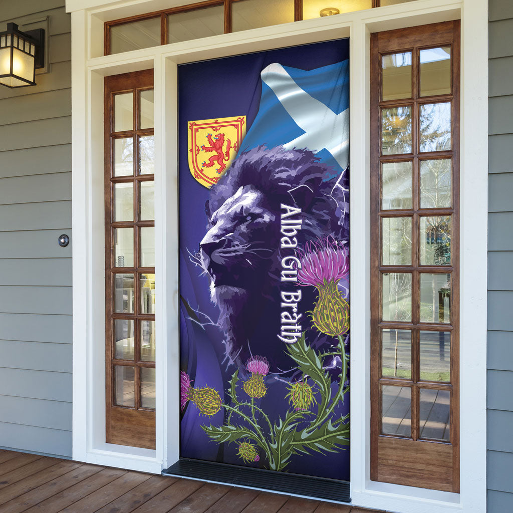 Cianalas Alba Scotland Door Cover Scottish Lion and Thistle Purple Version