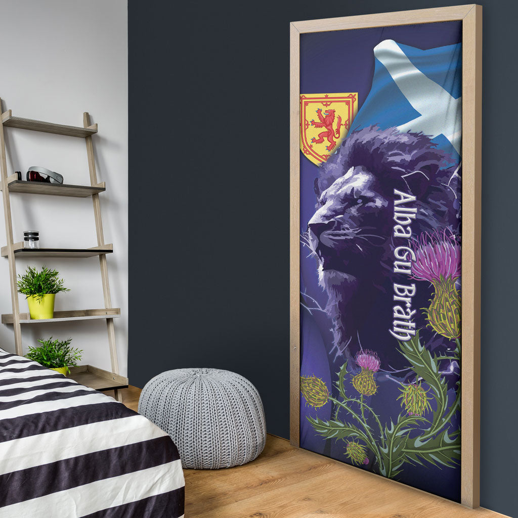 Cianalas Alba Scotland Door Cover Scottish Lion and Thistle Purple Version