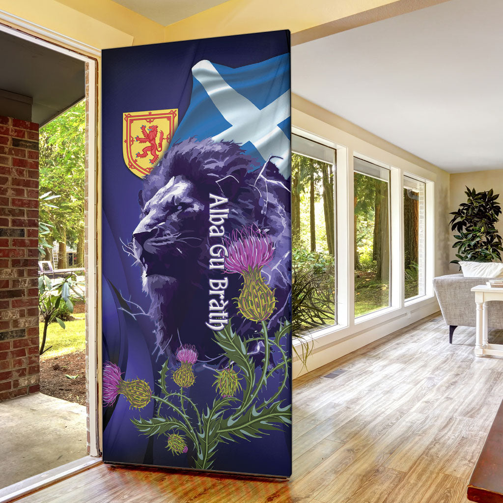 Cianalas Alba Scotland Door Cover Scottish Lion and Thistle Purple Version