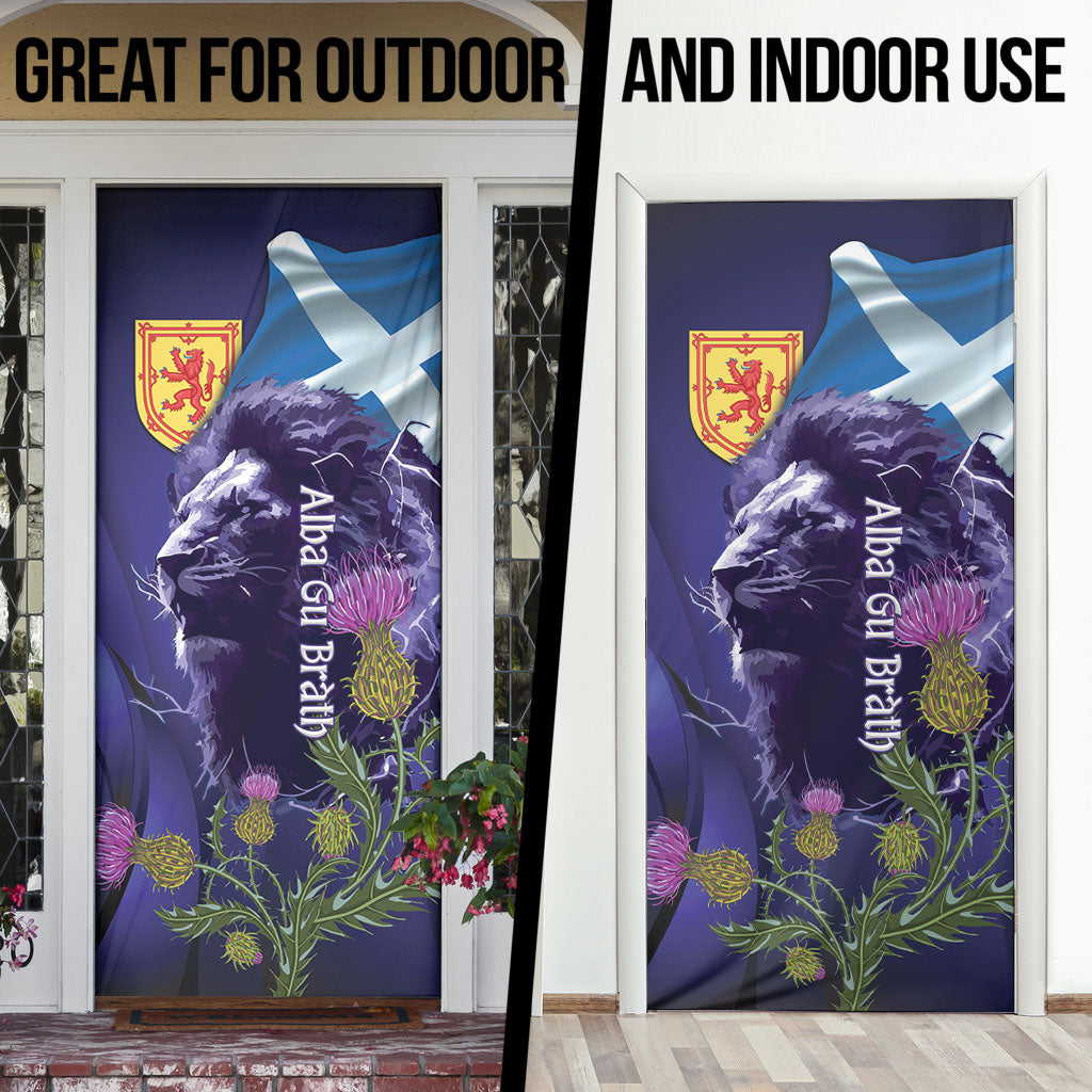 Cianalas Alba Scotland Door Cover Scottish Lion and Thistle Purple Version