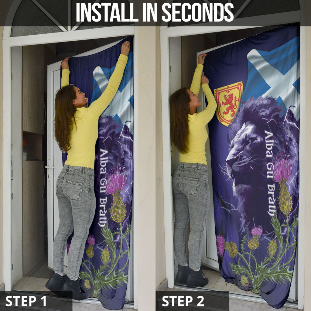 Cianalas Alba Scotland Door Cover Scottish Lion and Thistle Purple Version