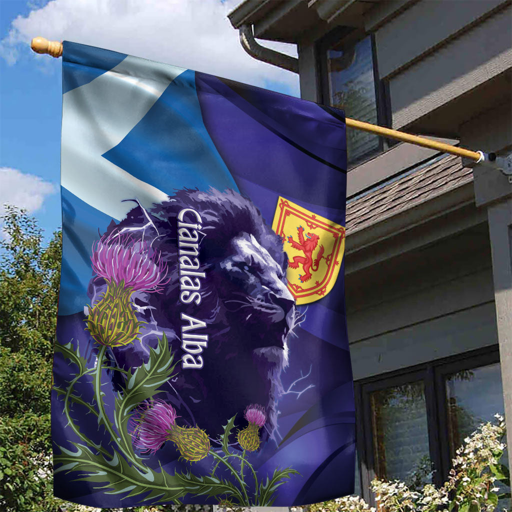 Cianalas Alba Scotland Garden Flag Scottish Lion and Thistle Purple Version