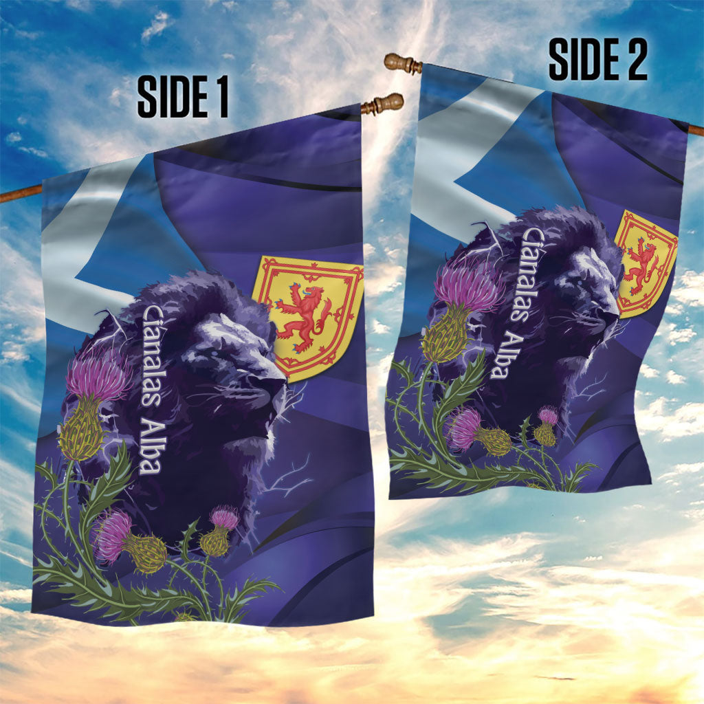 Cianalas Alba Scotland Garden Flag Scottish Lion and Thistle Purple Version