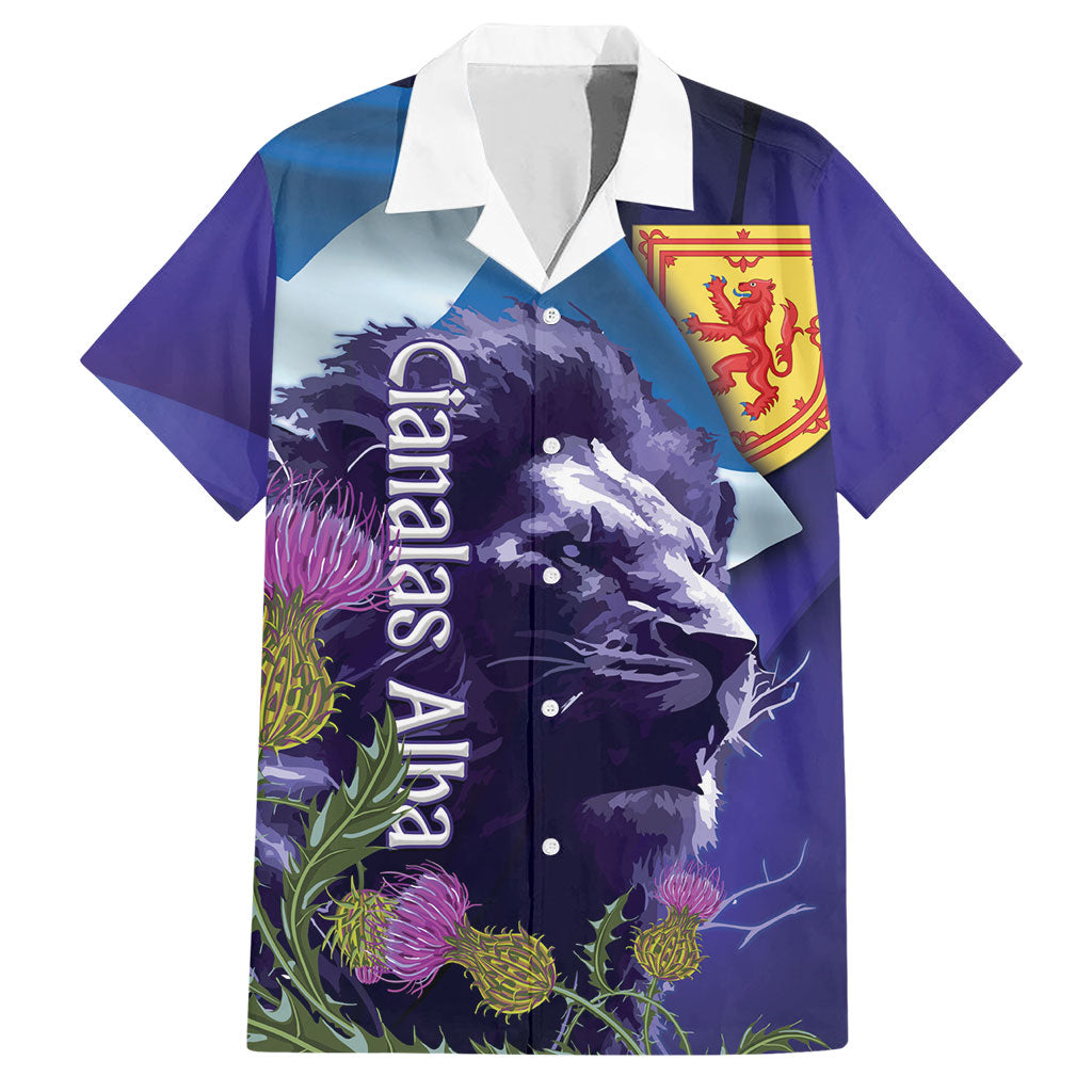 Cianalas Alba Scotland Hawaiian Shirt Scottish Lion and Thistle Purple Version