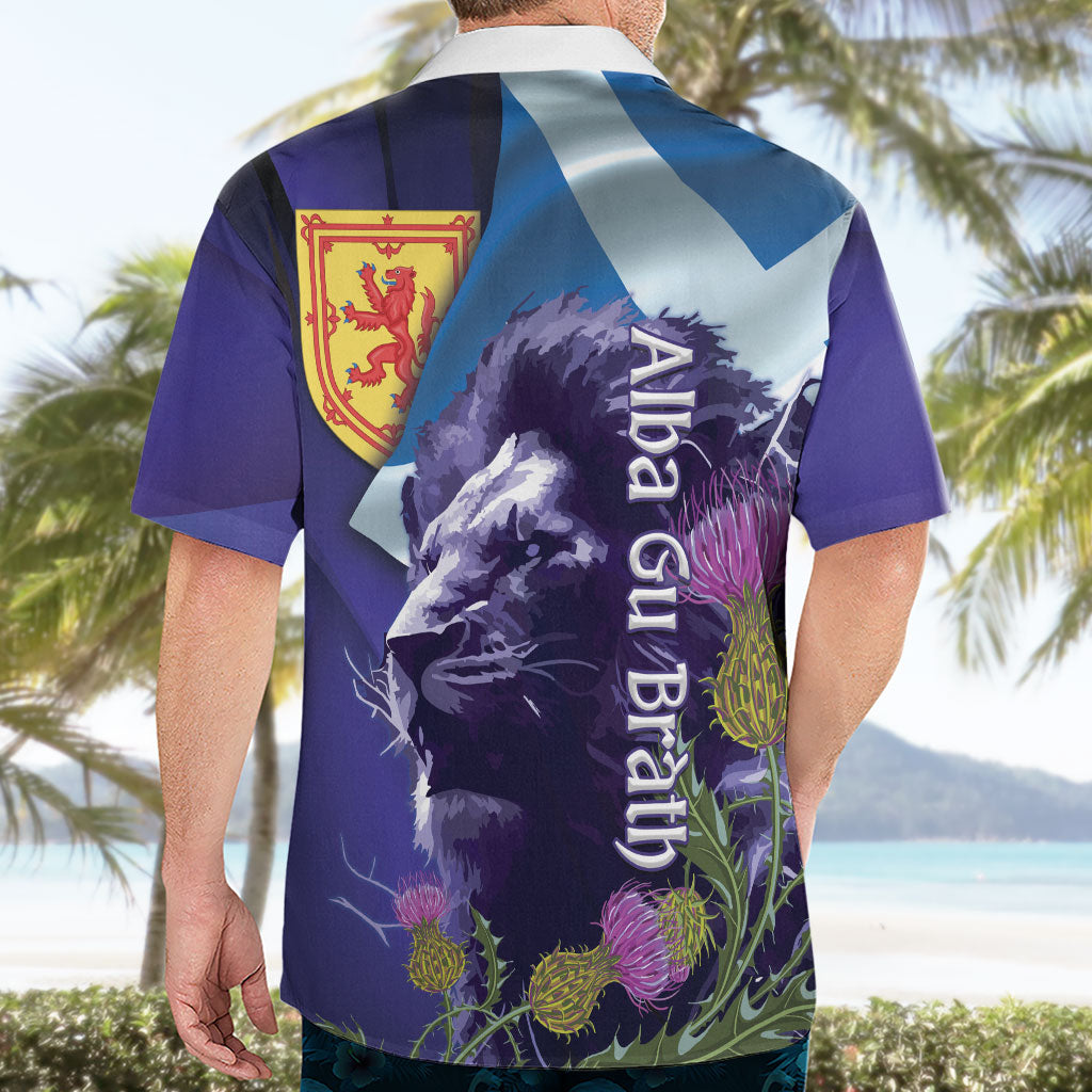 Cianalas Alba Scotland Hawaiian Shirt Scottish Lion and Thistle Purple Version
