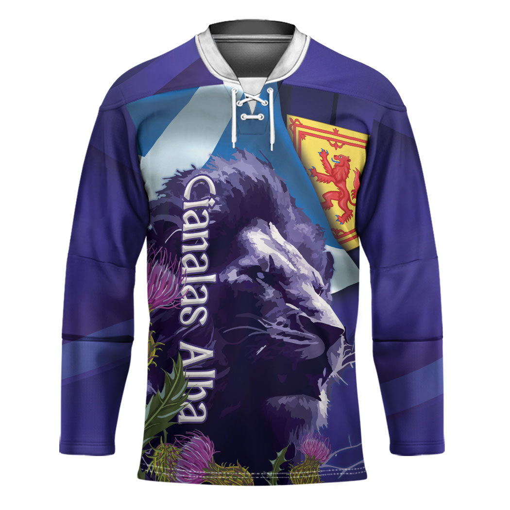 Cianalas Alba Scotland Hockey Jersey Scottish Lion and Thistle Purple Version