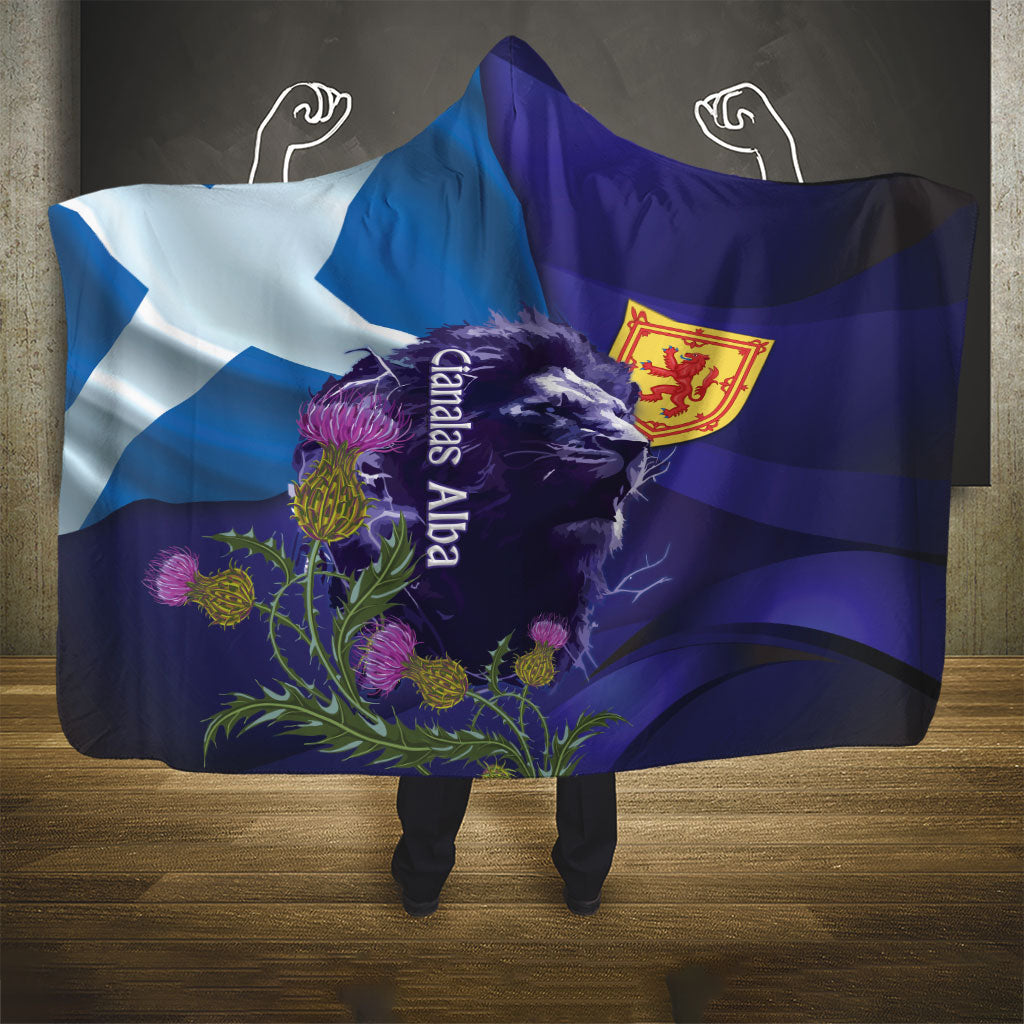 Cianalas Alba Scotland Hooded Blanket Scottish Lion and Thistle Purple Version