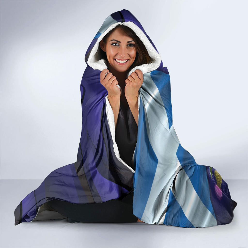 Cianalas Alba Scotland Hooded Blanket Scottish Lion and Thistle Purple Version