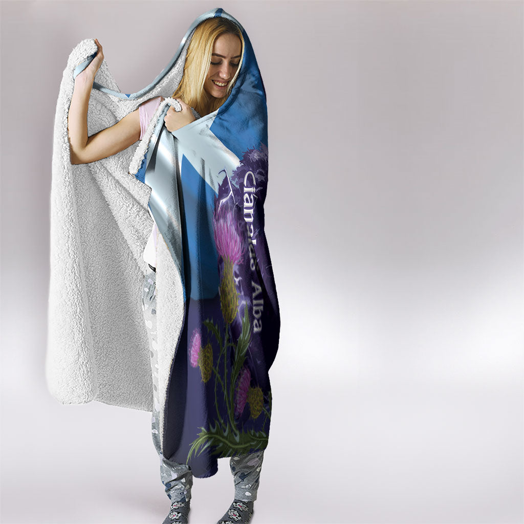 Cianalas Alba Scotland Hooded Blanket Scottish Lion and Thistle Purple Version