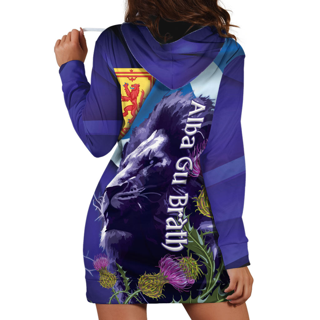 Cianalas Alba Scotland Hoodie Dress Scottish Lion and Thistle Purple Version