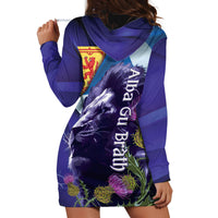 Cianalas Alba Scotland Hoodie Dress Scottish Lion and Thistle Purple Version