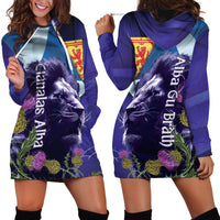 Cianalas Alba Scotland Hoodie Dress Scottish Lion and Thistle Purple Version