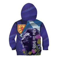 Cianalas Alba Scotland Kid Hoodie Scottish Lion and Thistle Purple Version
