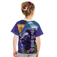 Cianalas Alba Scotland Kid T Shirt Scottish Lion and Thistle Purple Version