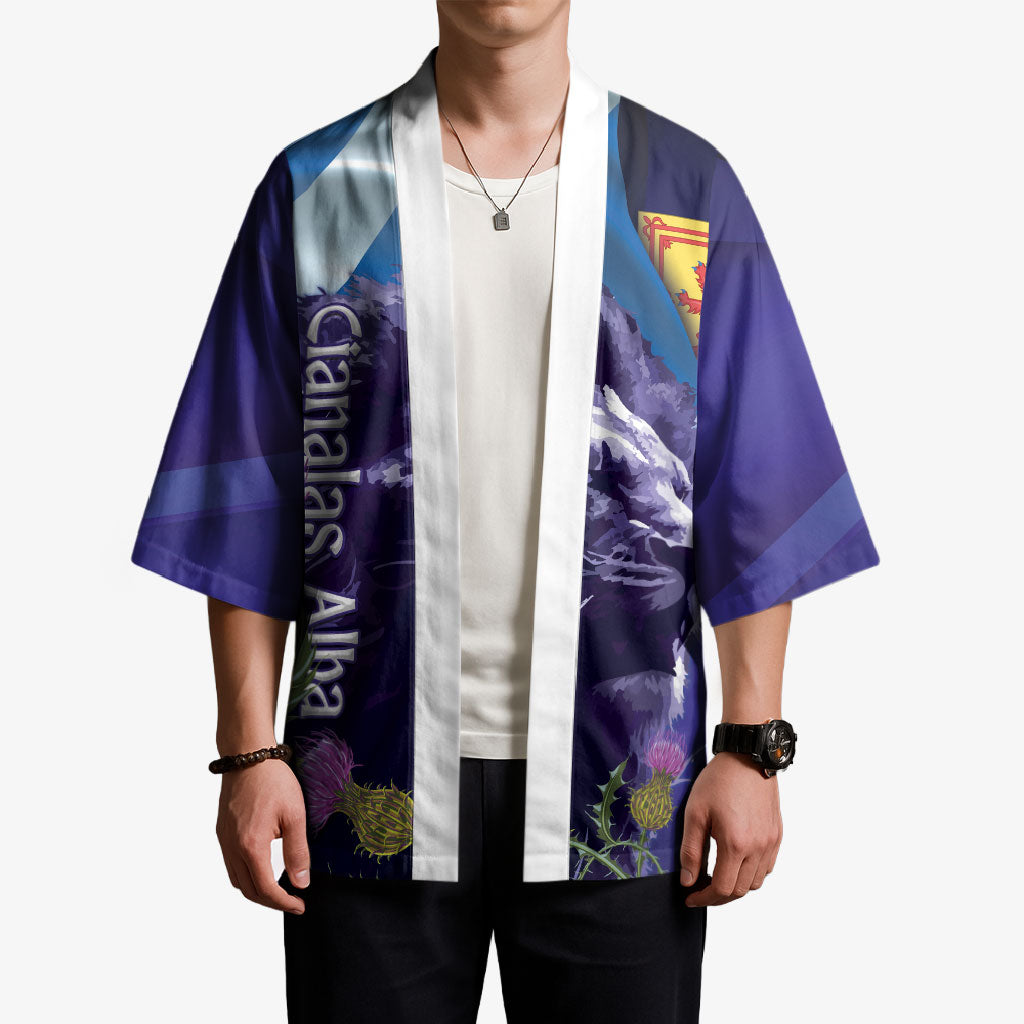Cianalas Alba Scotland Kimono Scottish Lion and Thistle Purple Version
