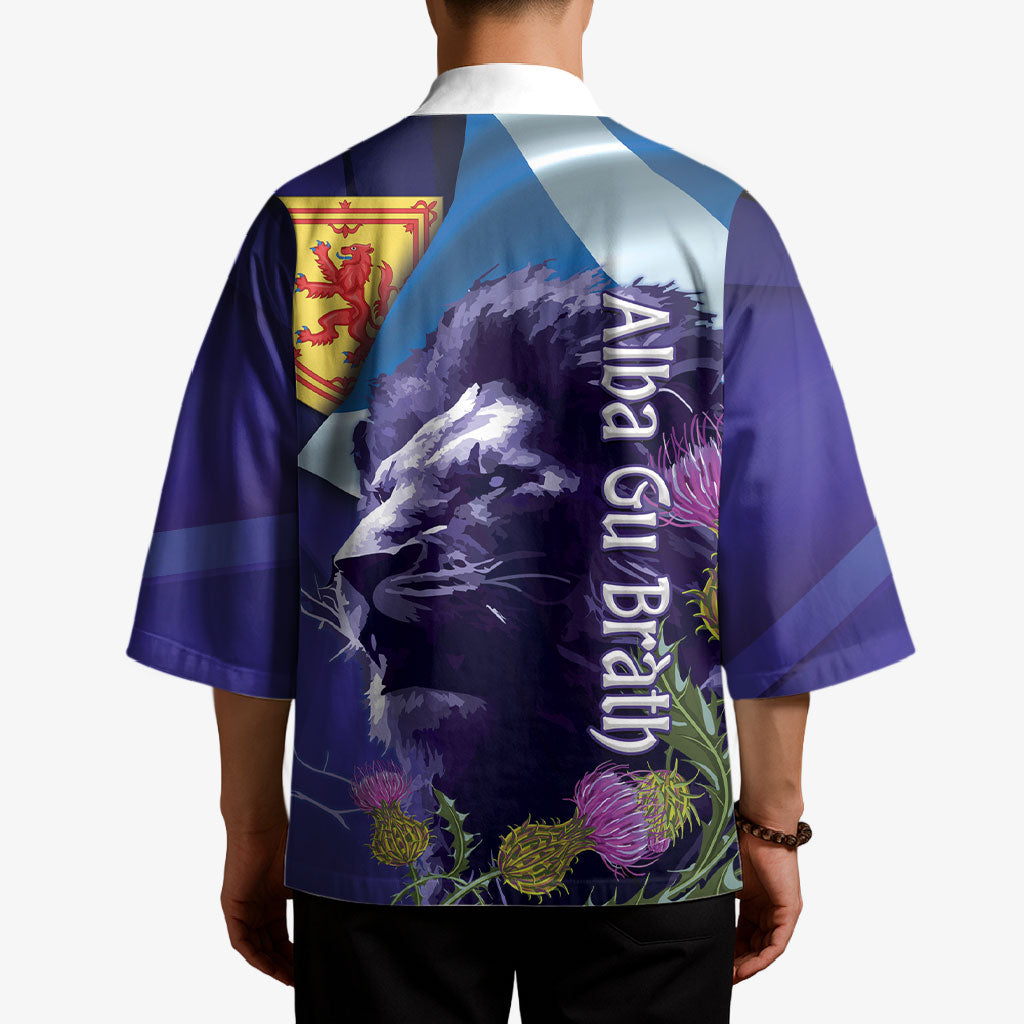 Cianalas Alba Scotland Kimono Scottish Lion and Thistle Purple Version