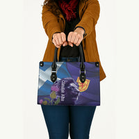 Cianalas Alba Scotland Leather Bag Scottish Lion and Thistle Purple Version