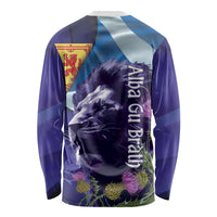 Cianalas Alba Scotland Long Sleeve Shirt Scottish Lion and Thistle Purple Version
