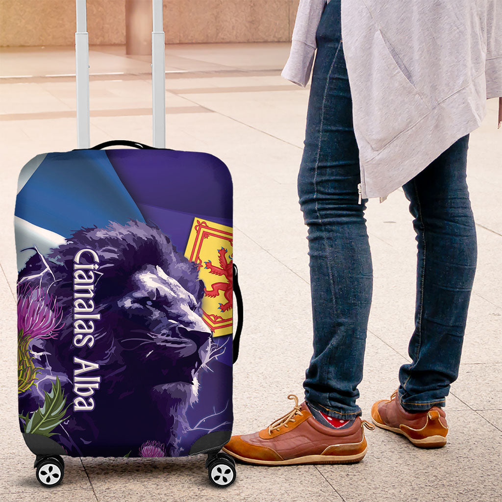 Cianalas Alba Scotland Luggage Cover Scottish Lion and Thistle Purple Version