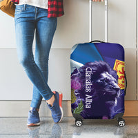 Cianalas Alba Scotland Luggage Cover Scottish Lion and Thistle Purple Version