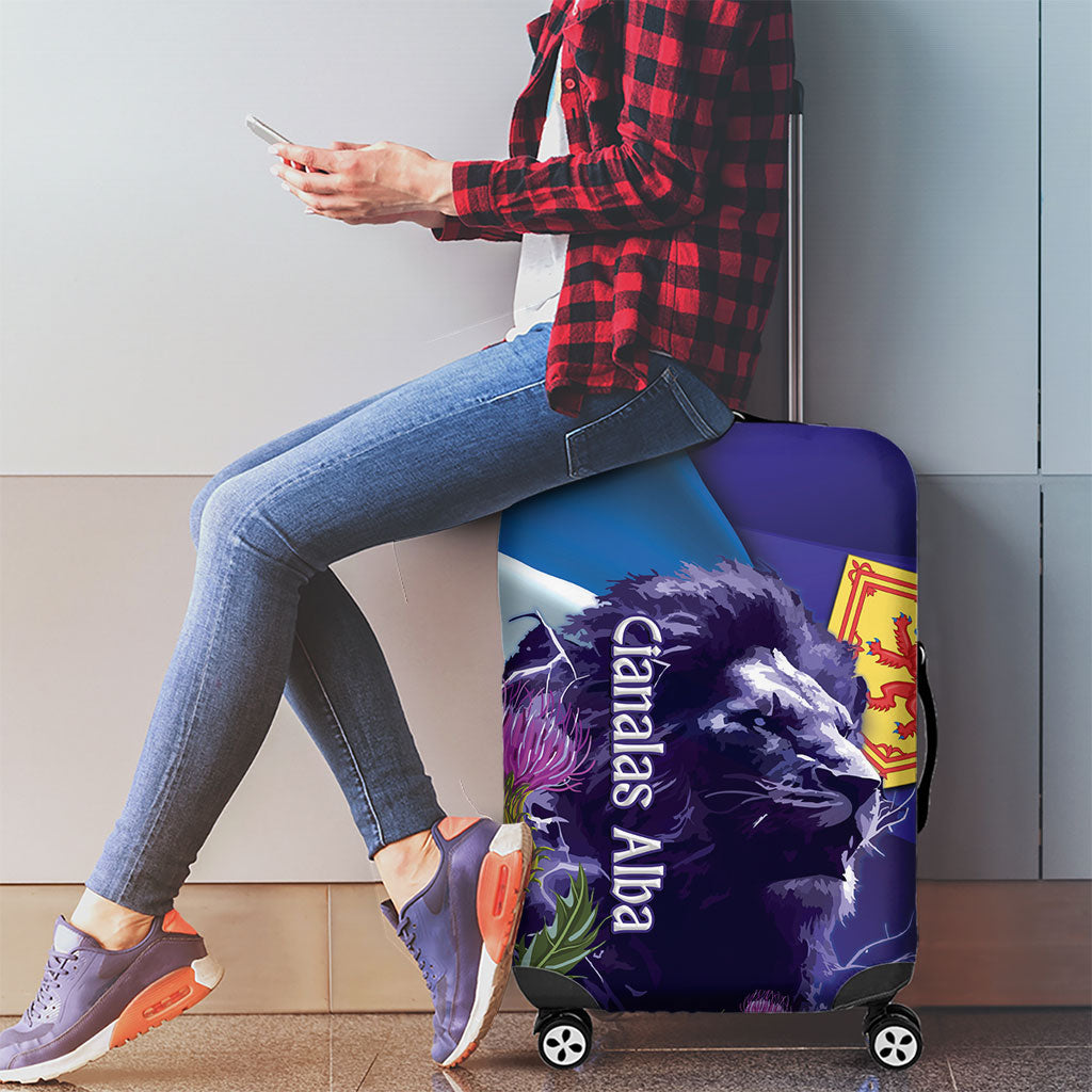 Cianalas Alba Scotland Luggage Cover Scottish Lion and Thistle Purple Version