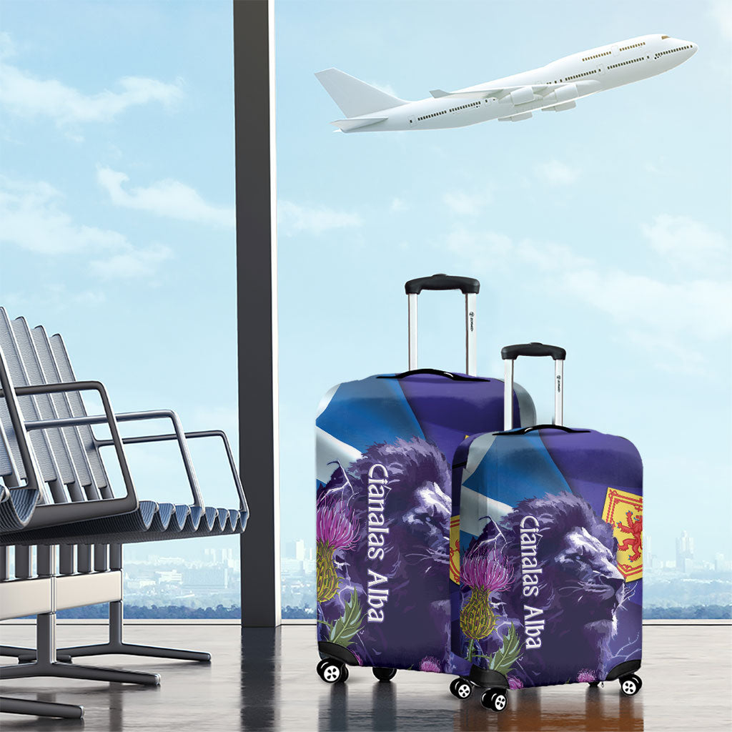 Cianalas Alba Scotland Luggage Cover Scottish Lion and Thistle Purple Version