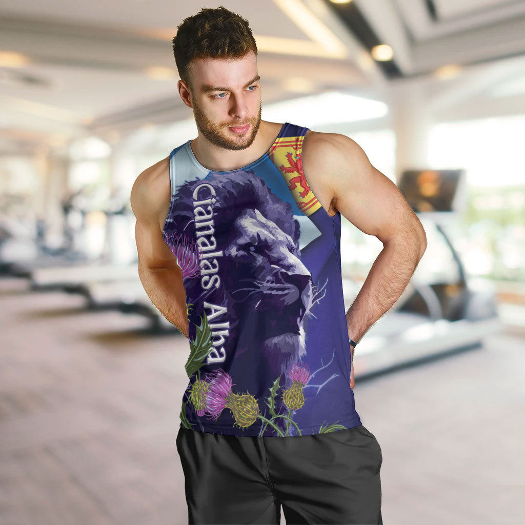 Cianalas Alba Scotland Men Tank Top Scottish Lion and Thistle Purple Version