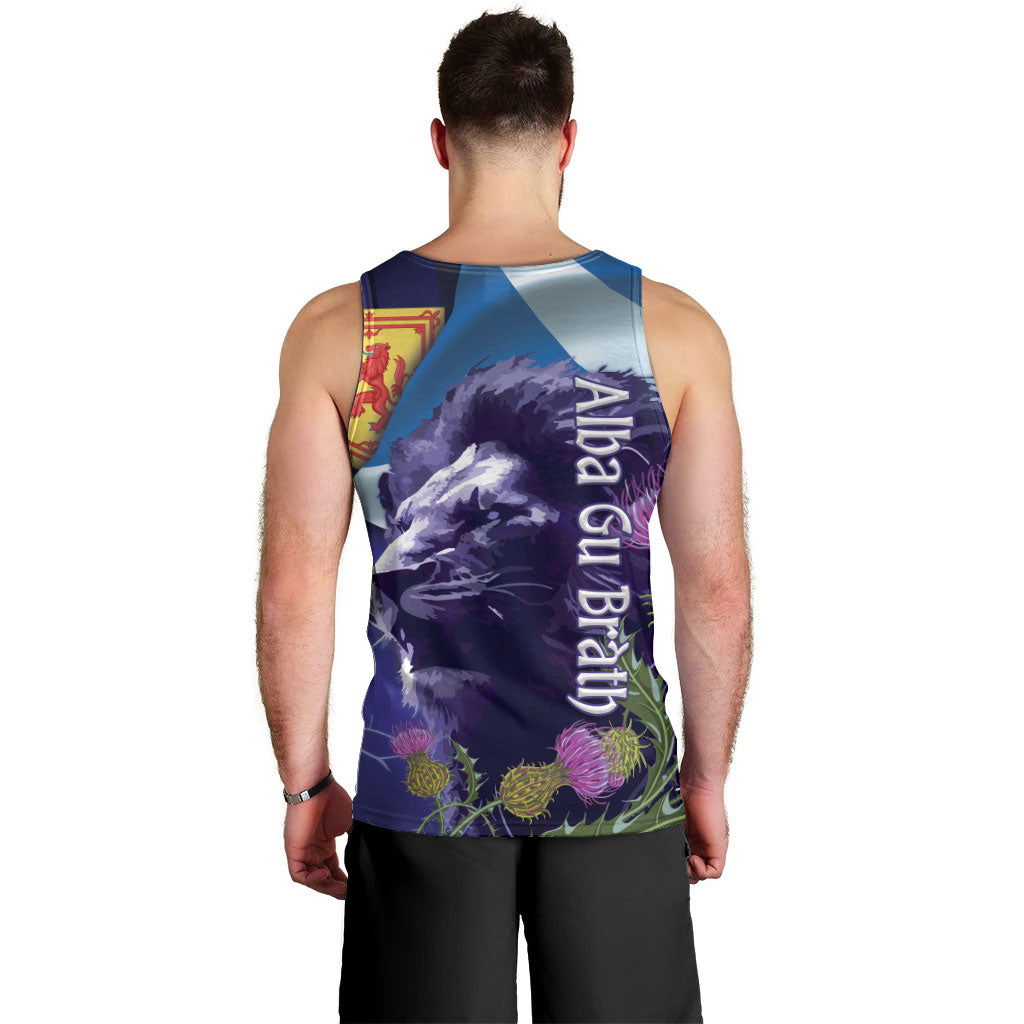 Cianalas Alba Scotland Men Tank Top Scottish Lion and Thistle Purple Version