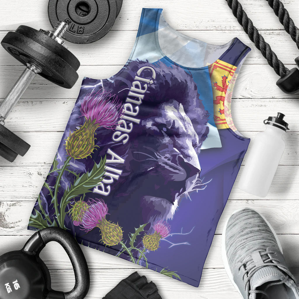 Cianalas Alba Scotland Men Tank Top Scottish Lion and Thistle Purple Version