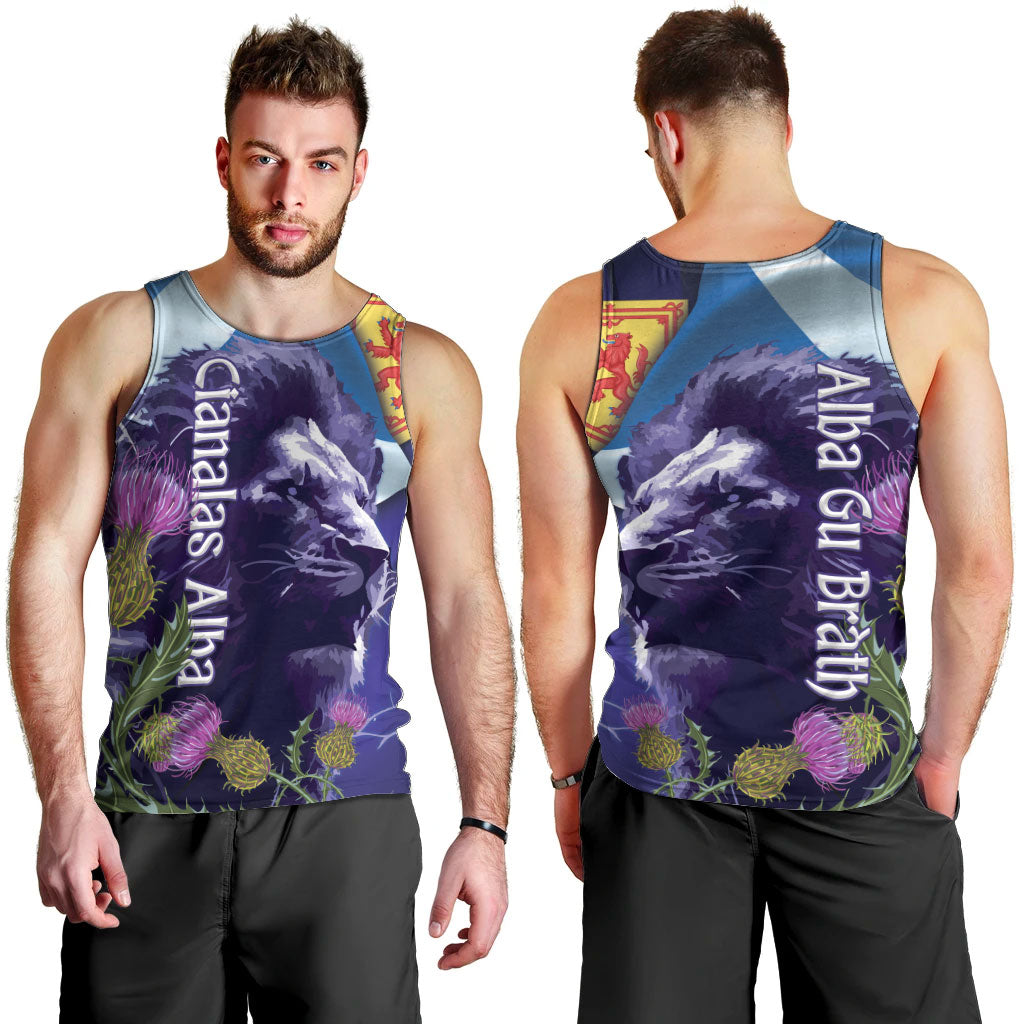 Cianalas Alba Scotland Men Tank Top Scottish Lion and Thistle Purple Version