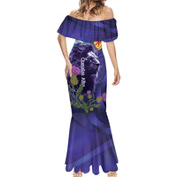 Cianalas Alba Scotland Mermaid Dress Scottish Lion and Thistle Purple Version