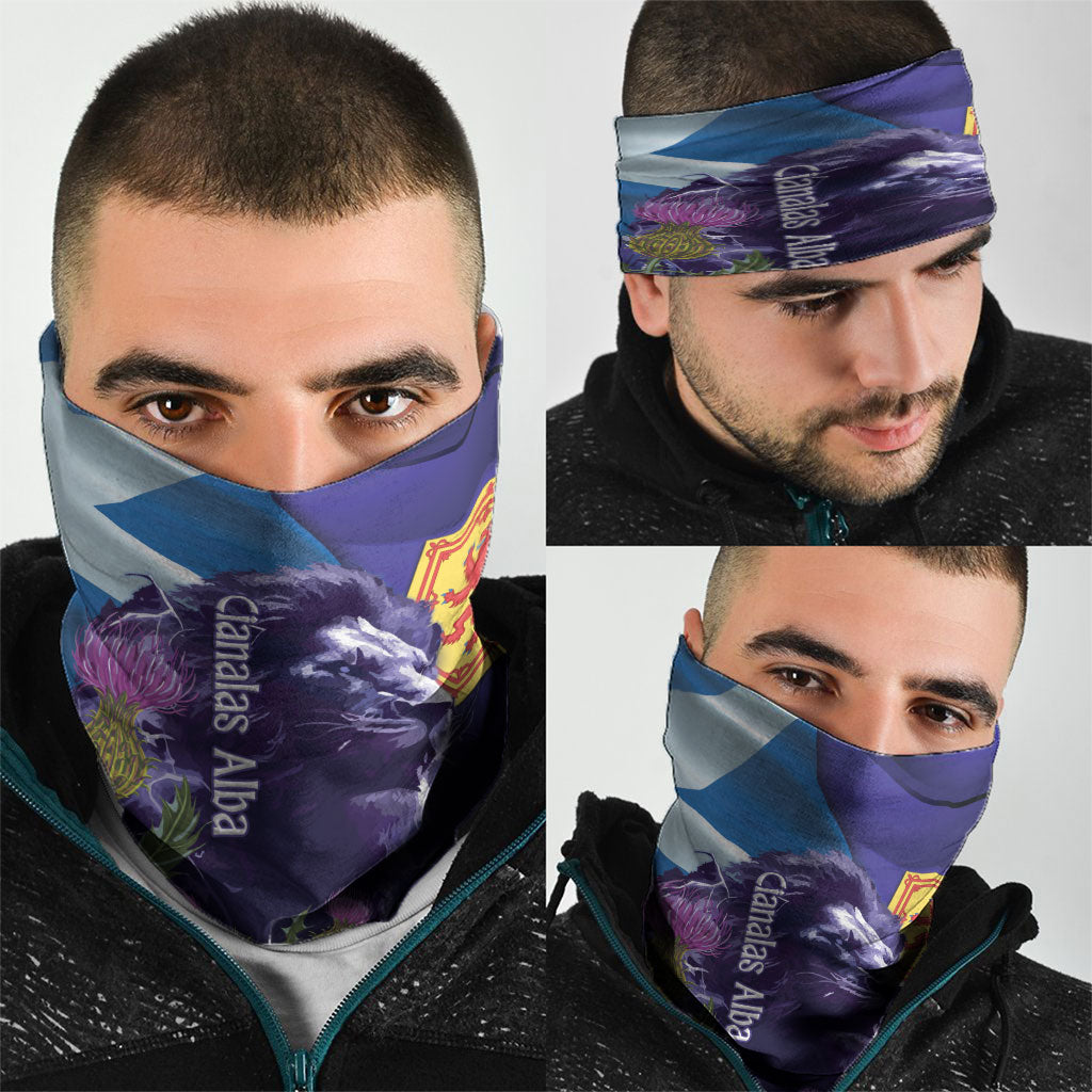Cianalas Alba Scotland Neck Gaiter Scottish Lion and Thistle Purple Version