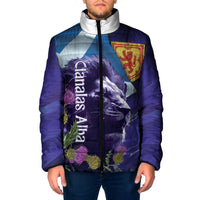 Cianalas Alba Scotland Padded Jacket Scottish Lion and Thistle Purple Version
