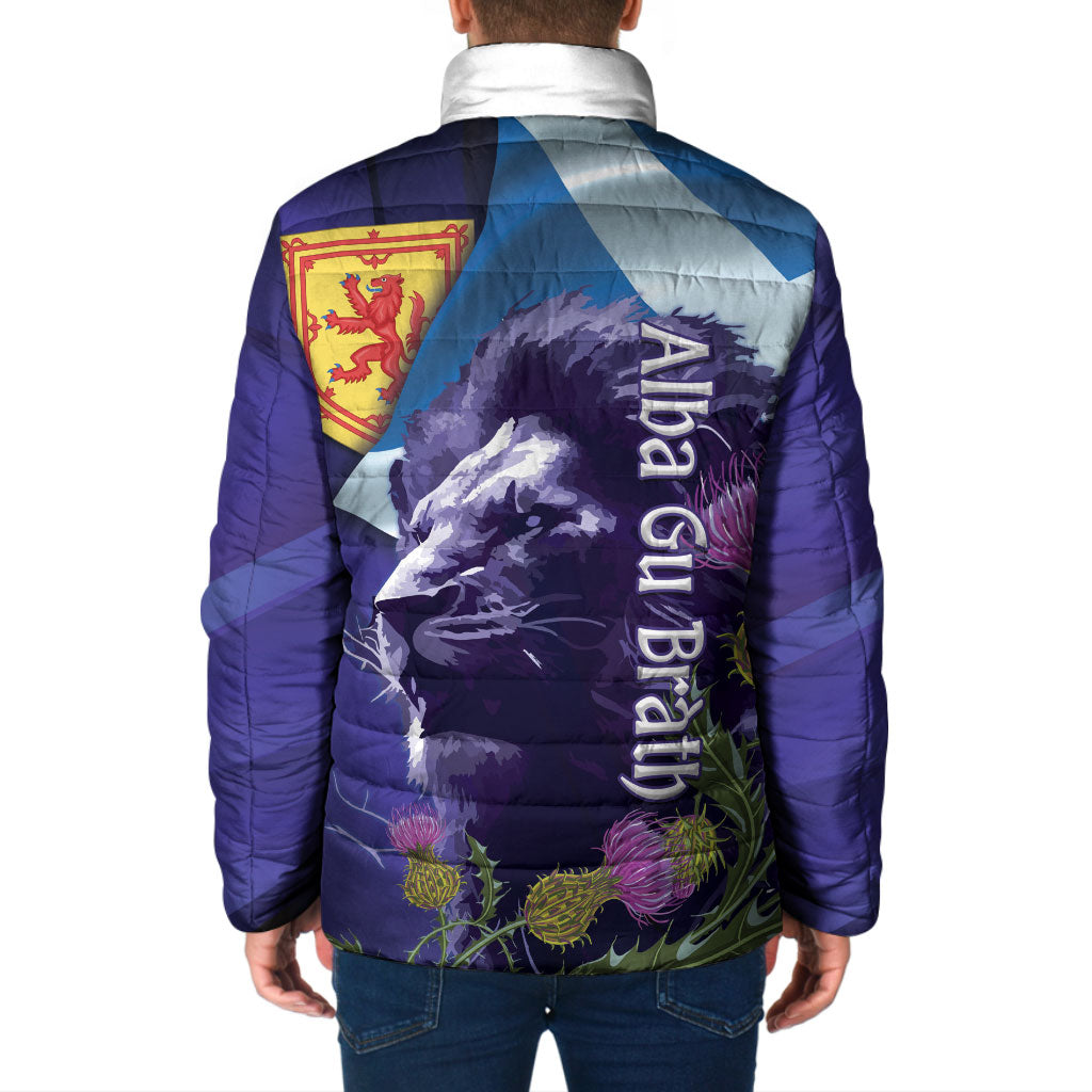 Cianalas Alba Scotland Padded Jacket Scottish Lion and Thistle Purple Version