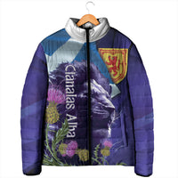 Cianalas Alba Scotland Padded Jacket Scottish Lion and Thistle Purple Version