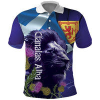 Cianalas Alba Scotland Polo Shirt Scottish Lion and Thistle Purple Version