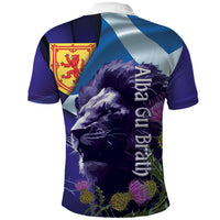 Cianalas Alba Scotland Polo Shirt Scottish Lion and Thistle Purple Version