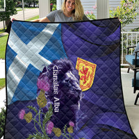 Cianalas Alba Scotland Quilt Scottish Lion and Thistle Purple Version