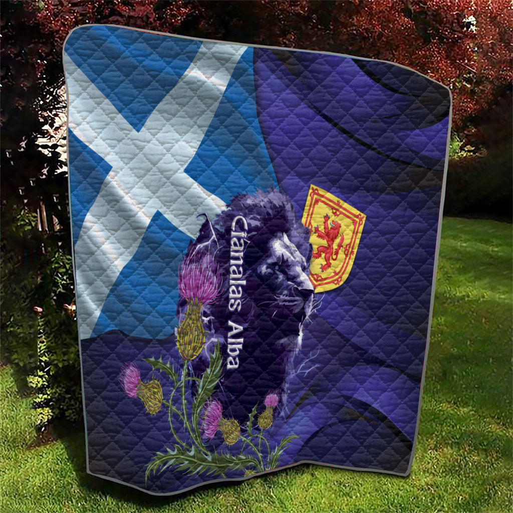 Cianalas Alba Scotland Quilt Scottish Lion and Thistle Purple Version