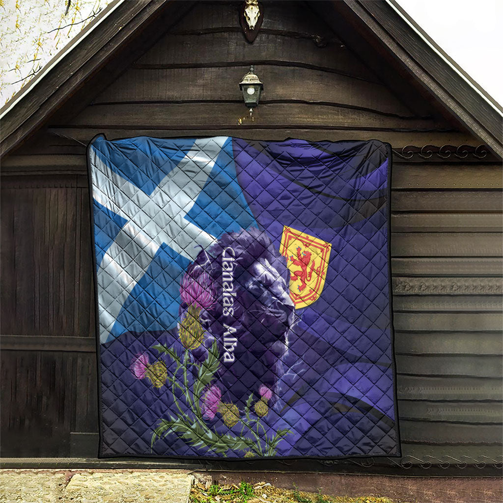 Cianalas Alba Scotland Quilt Scottish Lion and Thistle Purple Version