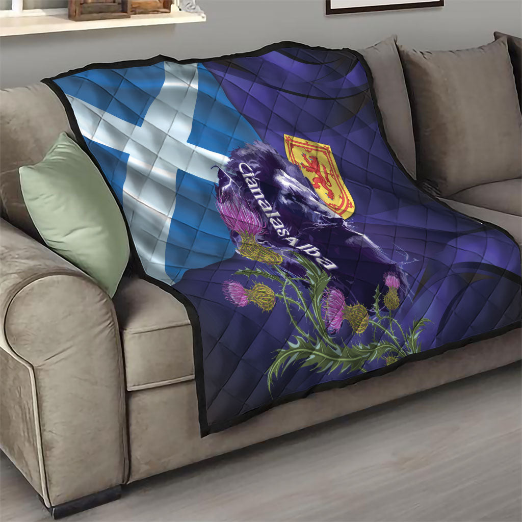 Cianalas Alba Scotland Quilt Scottish Lion and Thistle Purple Version